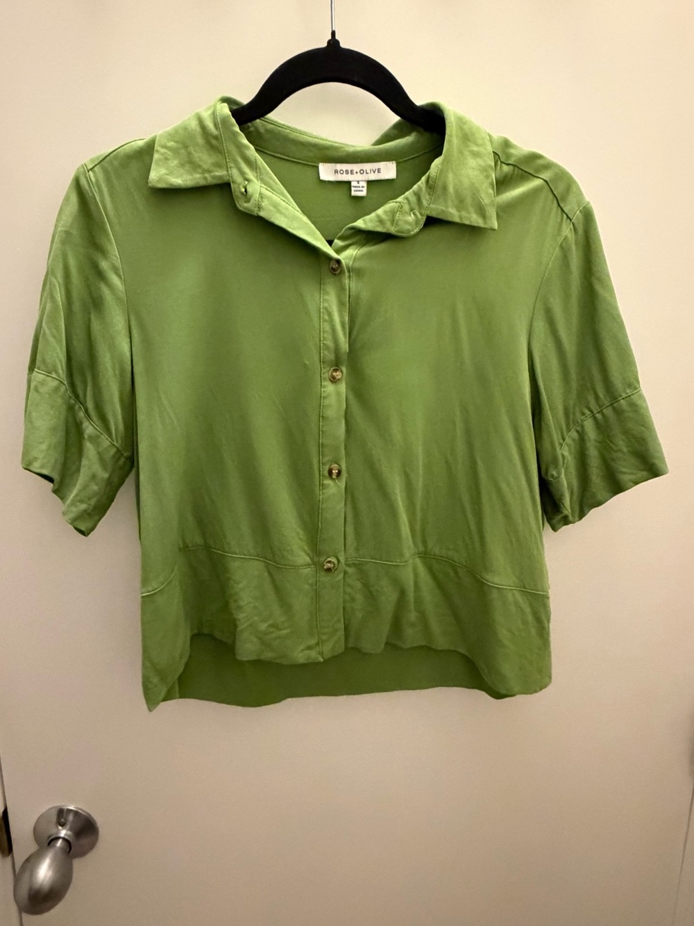 Rose & Olive Lime Green Short-Sleeve Button Front Shirt
